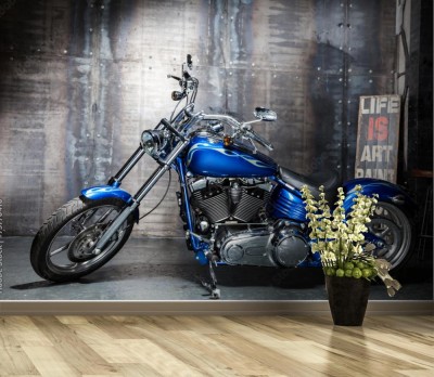 Fototapeta Piękny błękitny motocykl