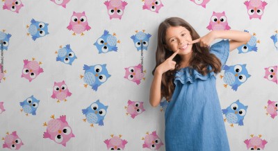 Fototapeta w śliczne kolorowe małe sowy