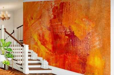 Fototapeta Malowane na pomarańczowo, abstrakcyjne tło na ścianę