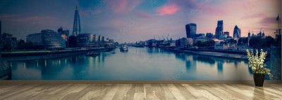 Fototapeta Panoramiczny widok na Londyn i Tamizę o zmierzchu