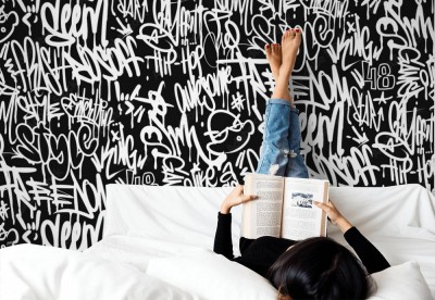 Fototapeta z czarno białym graffiti