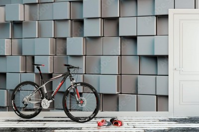 Fototapeta Panoramiczne tło z szarej kostki