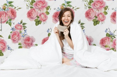 Fototapeta z akwarelowym wzorem róży