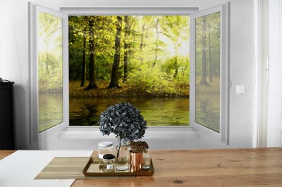 Fototapeta z otwartym oknem