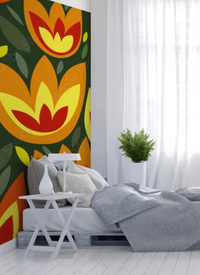 Fototapeta do sypialny z florystycznym wzorem w tulipany