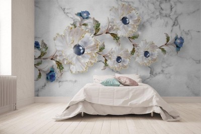 Fototapeta Białe kwiaty 3D