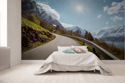 Fototapeta Wąska górska droga w Norwegii