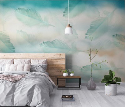 Fototapeta z abstrakcyjnym wzorem 3d w pióra