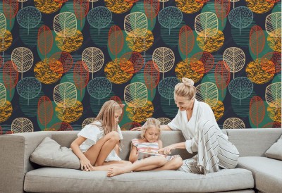 Tapeta Abstrakcyjny wzór jesiennych drzew