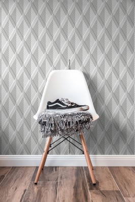 Tapeta Biało-szary ornament