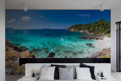 Naklejka na szafę Tropikalny biały piasek na plaży Aerial