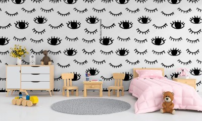 Tapeta do pokoju dziewczynki w stylu doodle