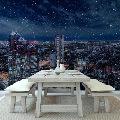 Fototapeta Obraz Tokio w nocy z padającym śniegiem