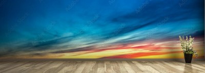 Fototapeta Panorama - wschód i zachód słońca