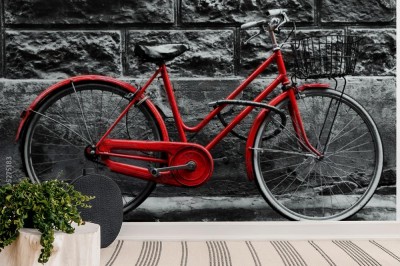 czerwony-rower-na-czarno-bialym-tle