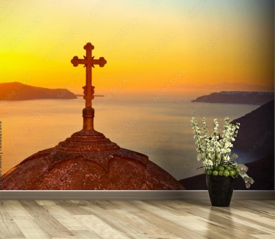 Fototapeta Santorini o zachodzie słońca