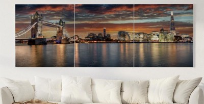 Obraz na płótnie Panoramę Londynu wieczorem: od Tower Bridge do London Bridge