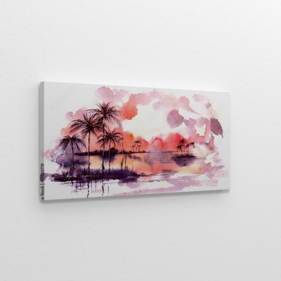 Obraz na płótnie Tropikalny pejzaż malowany akwarelą