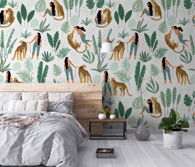 Tapeta z modnym roślinnym wzorem