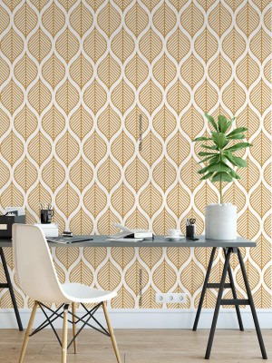 Tapeta z ornamentem retro ze strukturą liścia