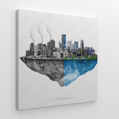Obraz na płótnie Zielona ekologia a zanieczyszczenie