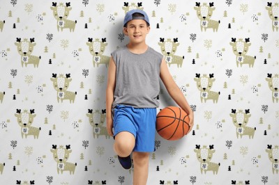 Fototapeta ze skandynawskim wzorem słodkiego jelonka