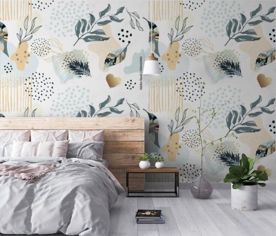 Fototapeta Egzotyczny wzór z tropikalnymi roślinami i złotymi elementami