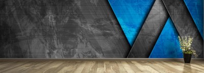 Fototapeta Ściana betonowa z ciemnoszarych i niebieskich geometrycznych pasków
