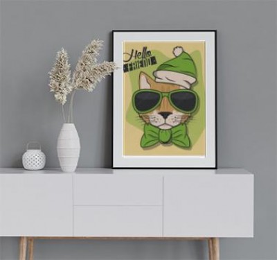 Plakat Zabawny kot w okularach w fajnym stylu