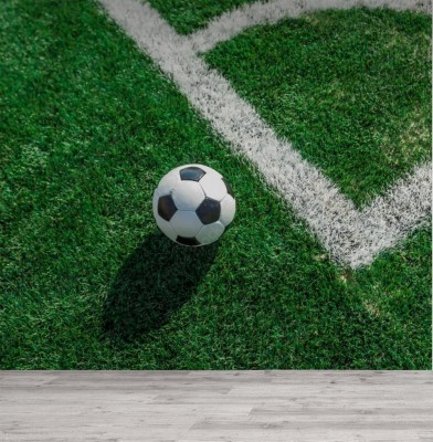 Fototapeta Piłka na rogu boiska do piłki nożnej