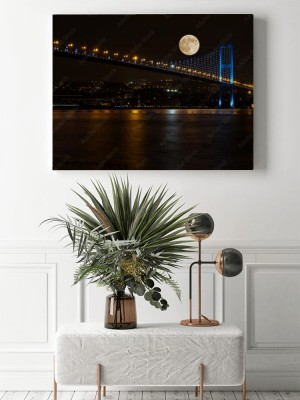Obraz na płótnie Most i świecący księżyc w mieście New York