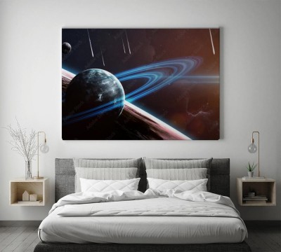Obraz na płótnie Scena z planetami, gwiazdami i galaktykami w przestrzeni kosmicznej