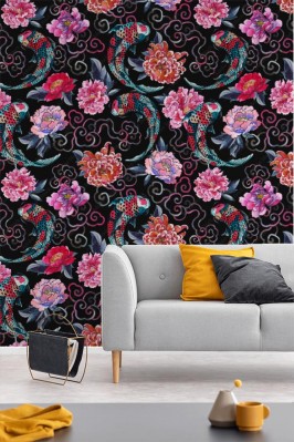 Tapeta Piękny modny japoński wzór w  kwiaty