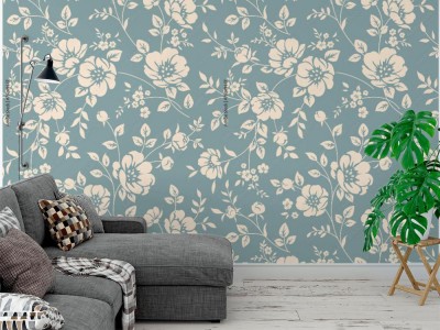 Tapeta vintage w kwiatowy wzór