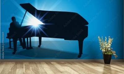 Fototapeta Pianista na błękitnym tle