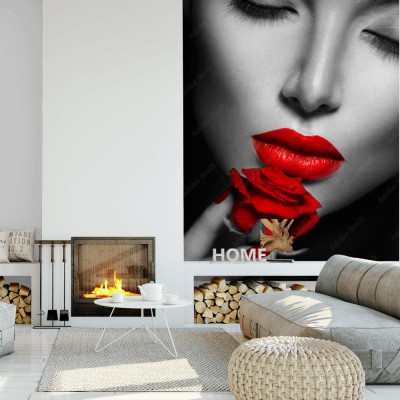 Fototapeta Piękna seksowna kobieta z czerwonymi atrybutami