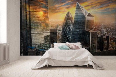Fototapeta Piękne niebo nad finansową dzielnicą Londynu