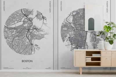 Fototapeta plan miejski plan ulic miasta Boston i Filadelfia