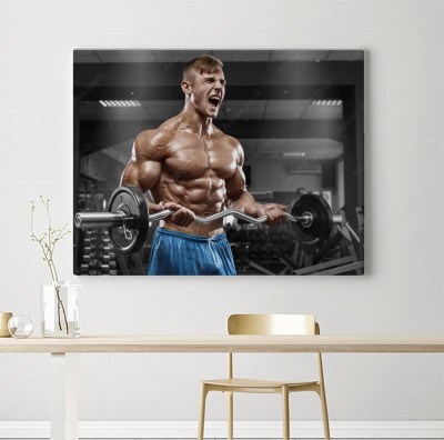 Obrazy do salonu Ćwiczenia ze sztangą na biceps