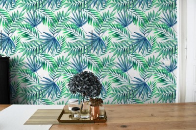 Fototapeta - Akwarela - Tropikalny wzór liści