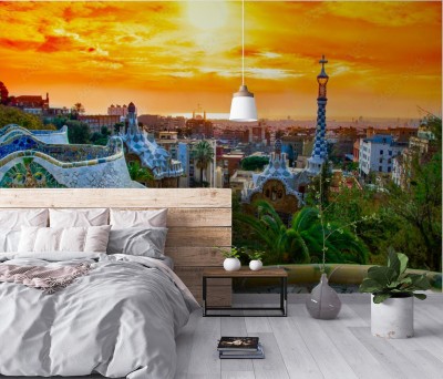 Fototapeta Widok na miasto z Parku Guell w Barcelonie