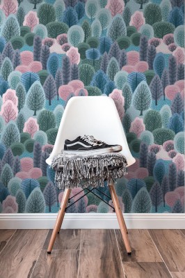 Tapeta z abstrakcyjnym wzorem zimowego lasu