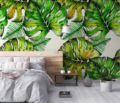 Fototapeta z tropikalnym liściem monstera