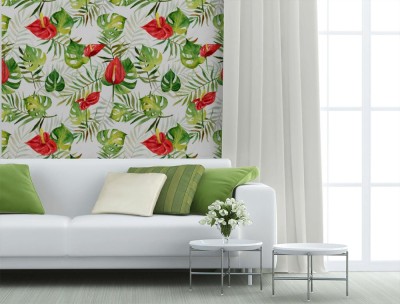 Fototapeta z wzorem egzotycznych roślin