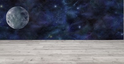 Fototapeta Niebieski księżyc w kosmicznej panoramie