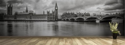 Fototapeta Widok na pałac Westministerski w czarni i biali