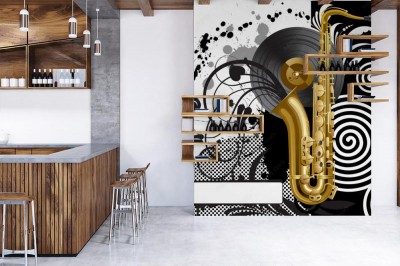 Fototapeta Czarne tło z saksofonem