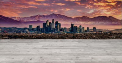 Fototapeta Panoramę Los Angeles i ośnieżone góry