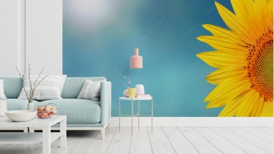 Fototapeta Płatki słonecznika na tle nieba w słoneczny dzień