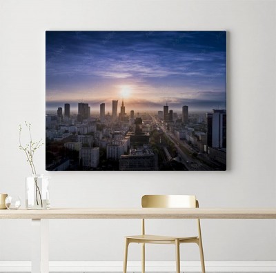 Obraz na płótnie Warszawski świt nad miastem